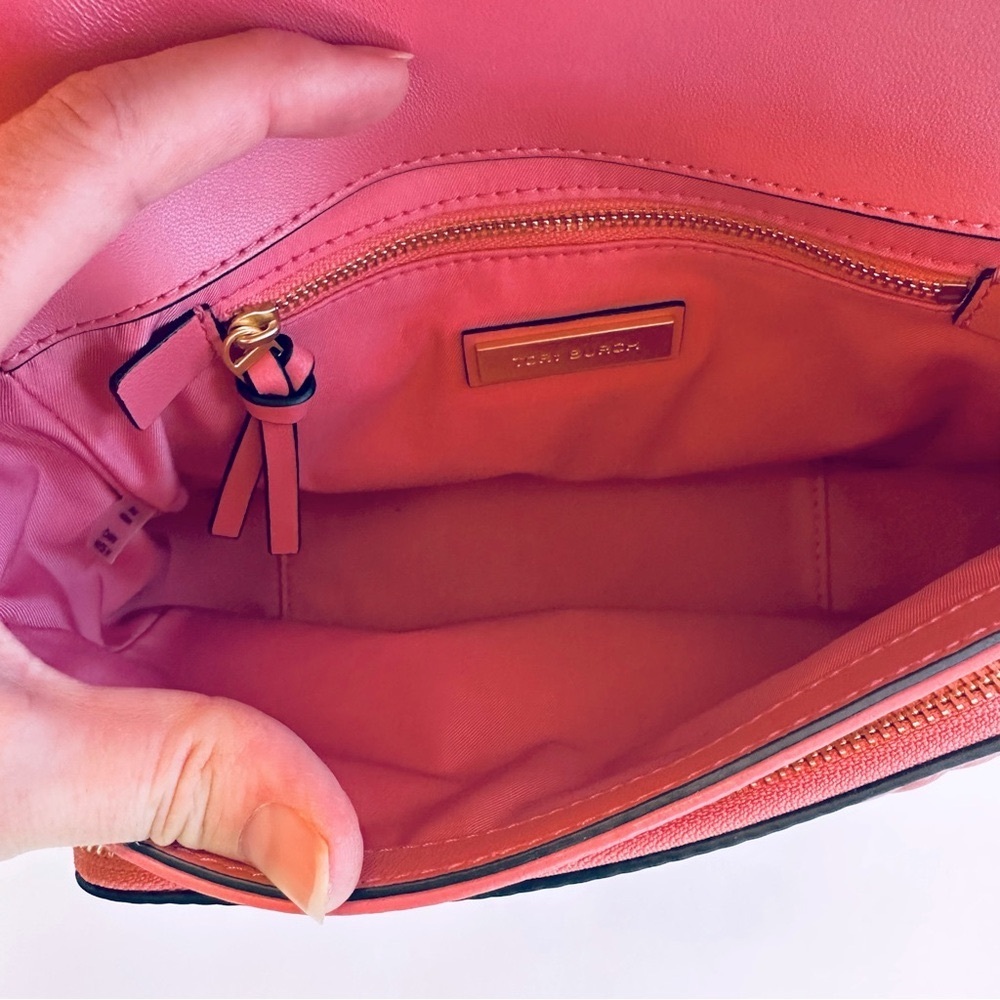 Tory Burch Fleming small leather crossbody convertible spring Pink bag purse - Picture 12 of 14